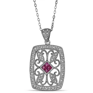 0.22ct Ruby and 0.11ct Diamond Pendant in 925 sterling silver  (PB2881ARID)