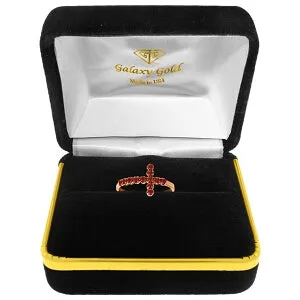 0.3 Carat 14K Solid Rose Gold Cross Ring Natural Ruby