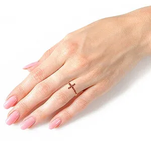 0.3 Carat 14K Solid Rose Gold Cross Ring Natural Ruby