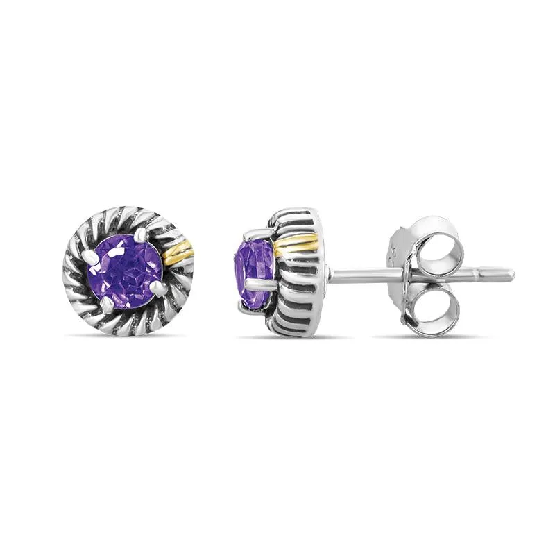 0.30ct Amethyst Earrings In 14K gold And 925 Sterling Silver (145NER5637TAM)