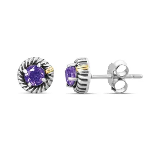 0.30ct Amethyst Earrings In 14K gold And 925 Sterling Silver (145NER5637TAM)