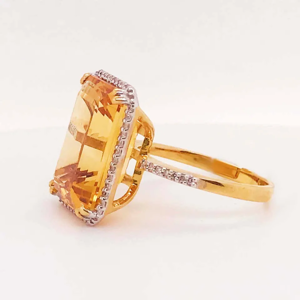 12 Carat Citrine and Diamond Halo Ring