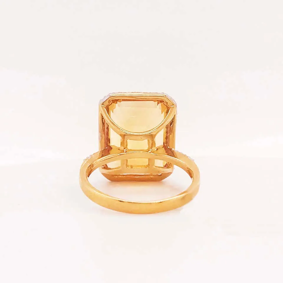 12 Carat Citrine and Diamond Halo Ring