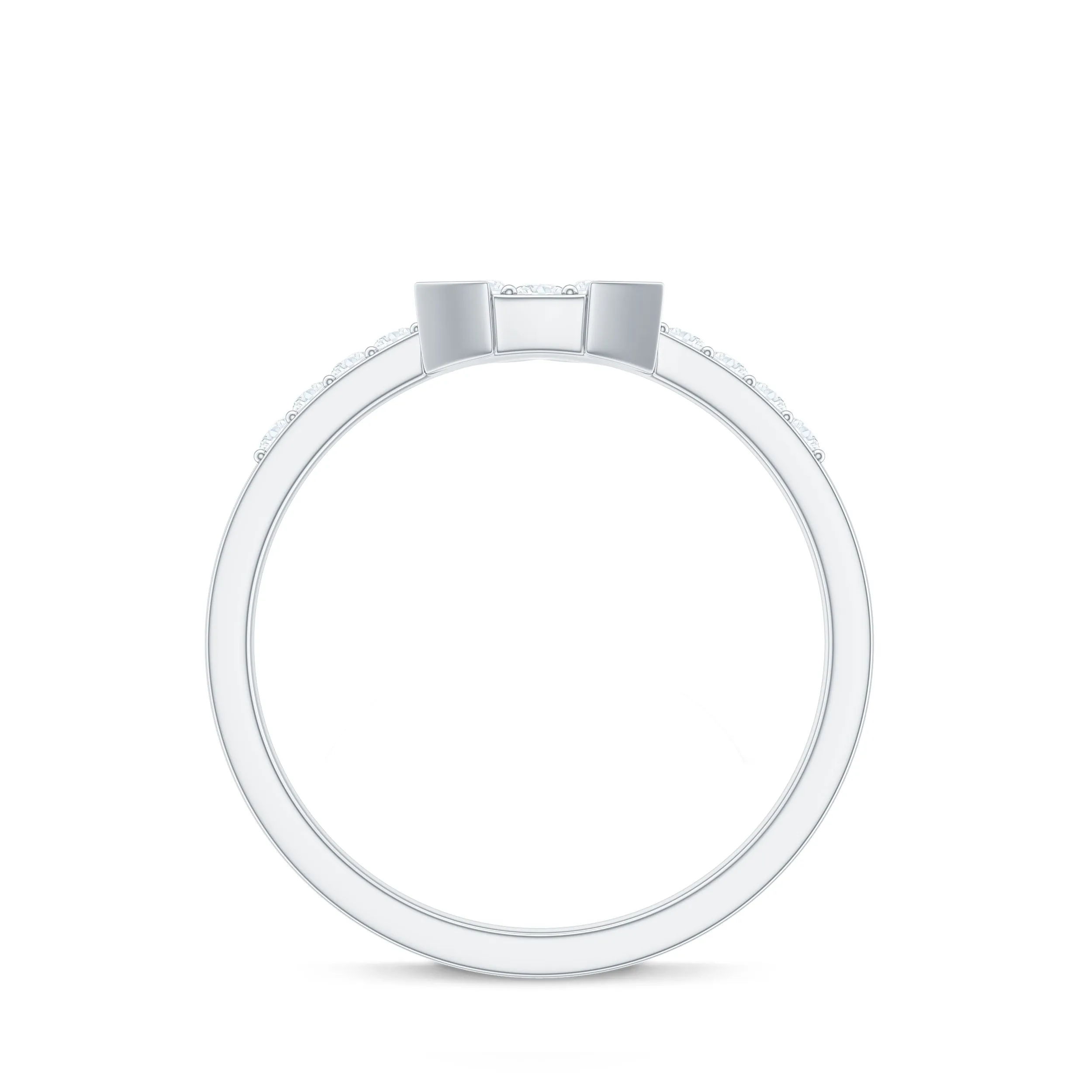 1/2 CT Round Cubic Zirconia Triangular Engagement Ring