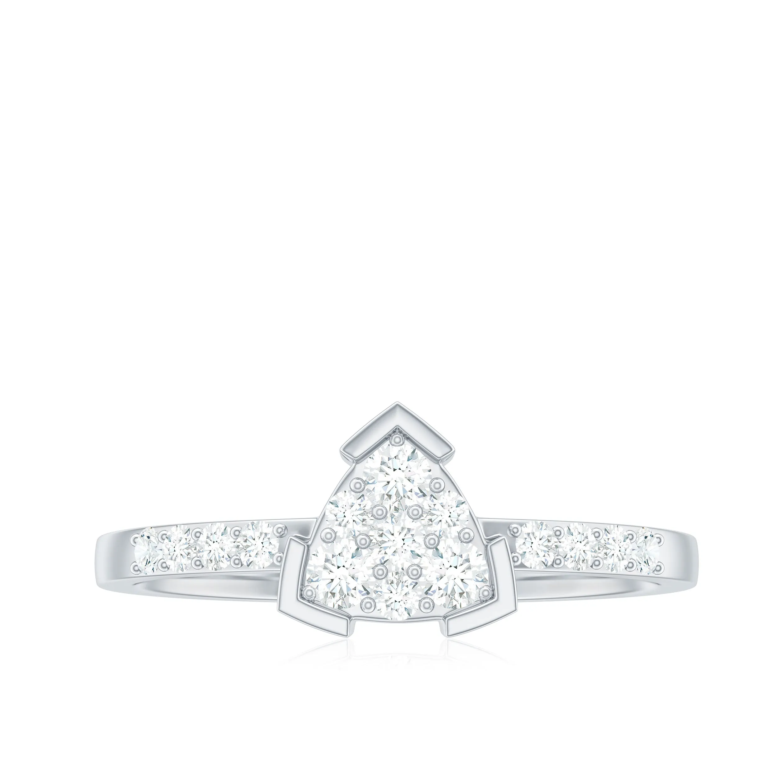 1/2 CT Round Cubic Zirconia Triangular Engagement Ring