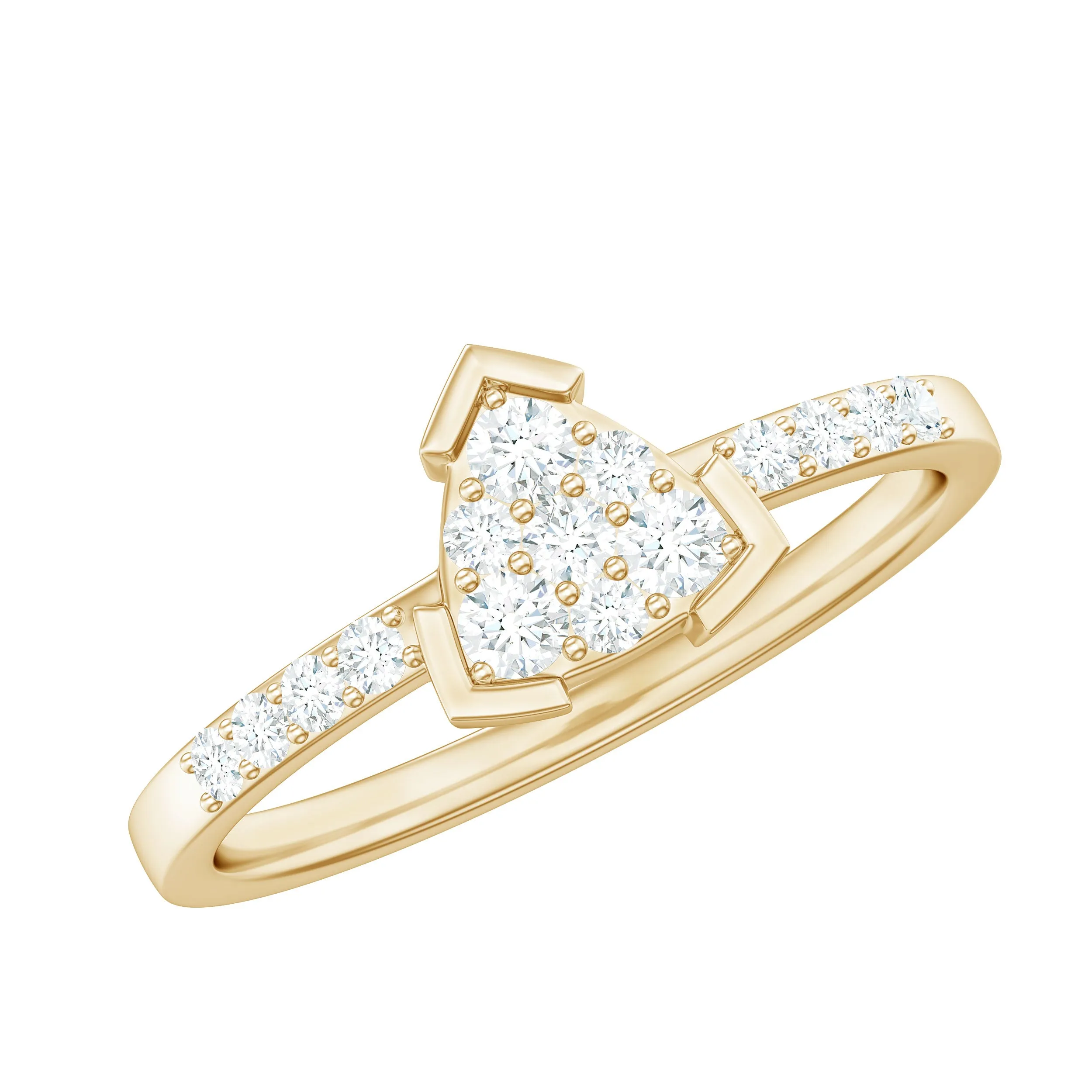 1/2 CT Round Cubic Zirconia Triangular Engagement Ring