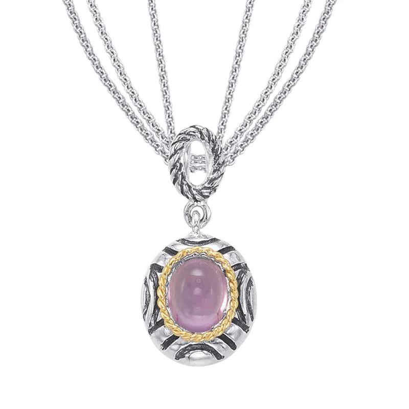 1.33CT Amethyst Pendant In 18K Gold And 925 Sterling Silver (147P5388)