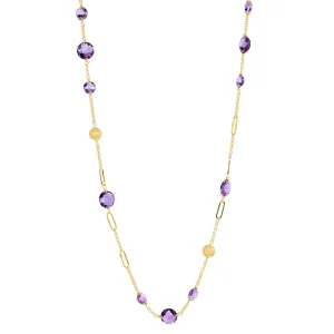 14k Coin Gemstone Fancy Station Necklace 18"