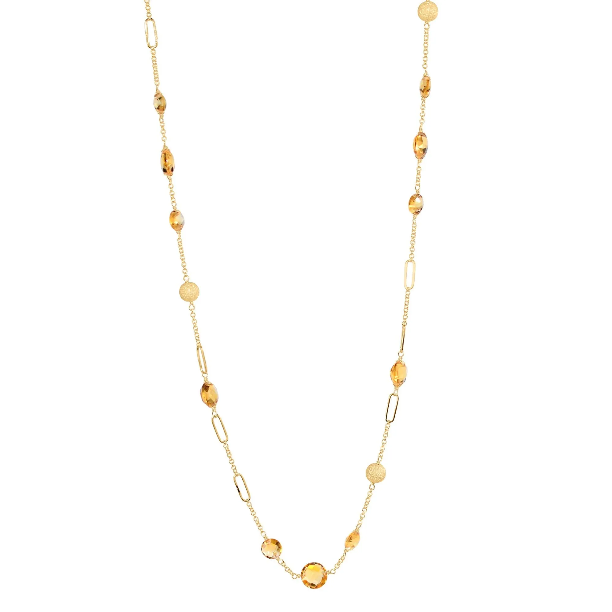 14k Coin Gemstone Fancy Station Necklace 18"
