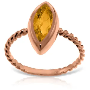 14K Solid Rose Gold Rings w/ Natural Marquis Citrine