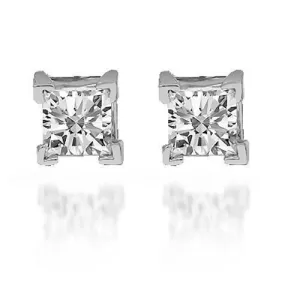 14K Solid White Gold Diamond Solitaire Stud Earrings 0.66 Ctw