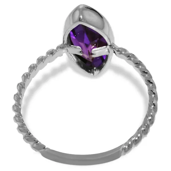 14K Solid White Gold Rings w/ Natural Marquis Amethyst