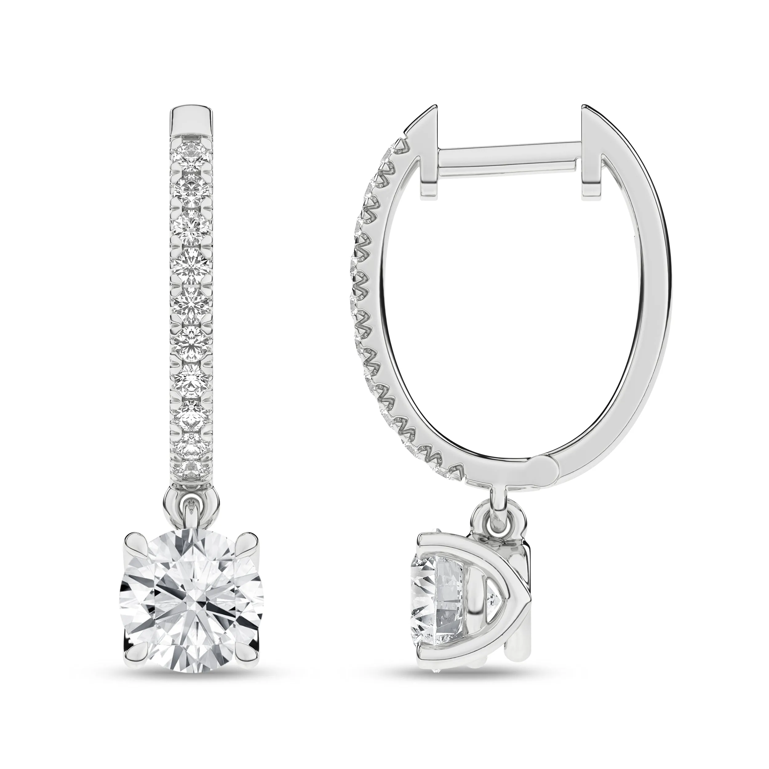 14K White Lab Grown Diamond Drop Earrings
