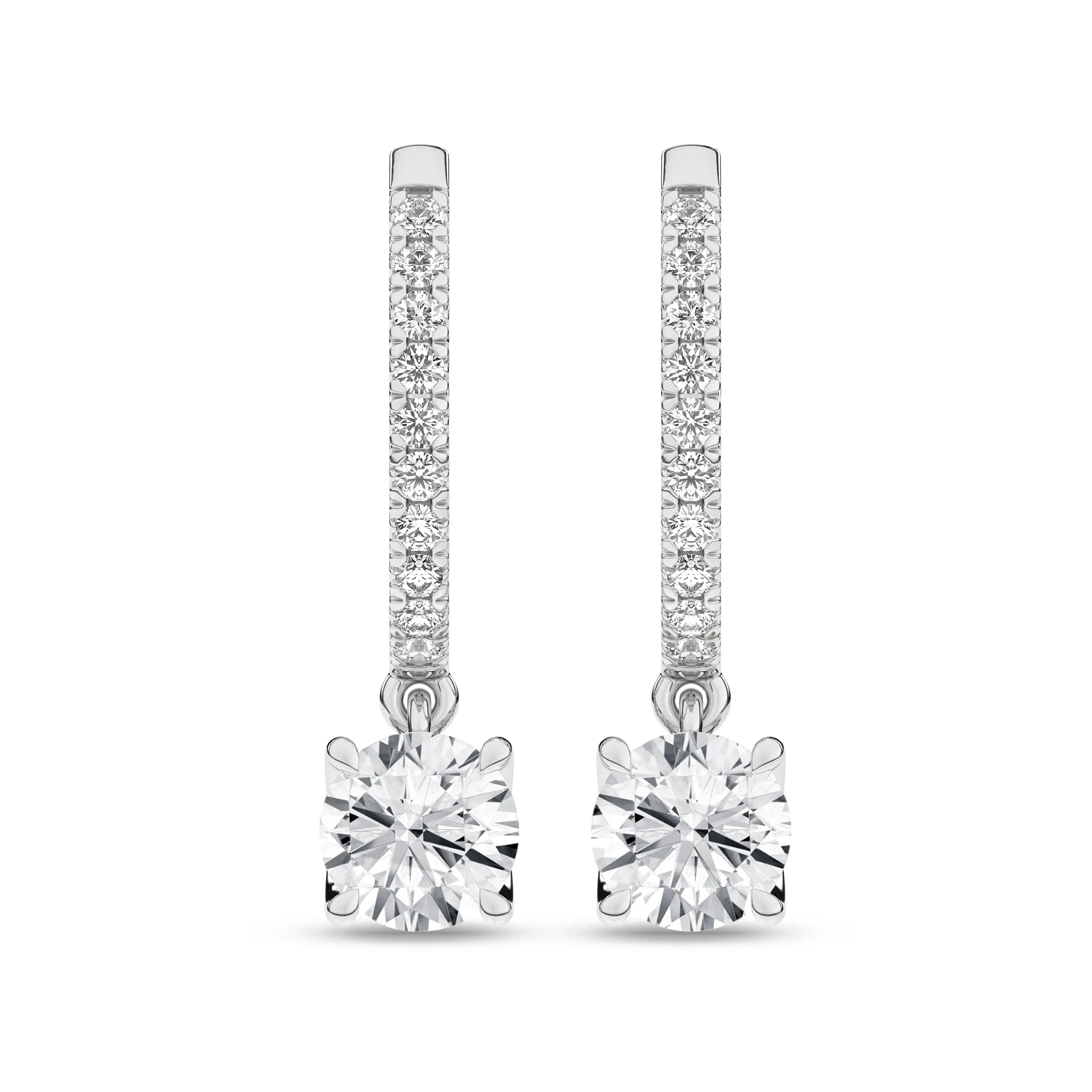 14K White Lab Grown Diamond Drop Earrings