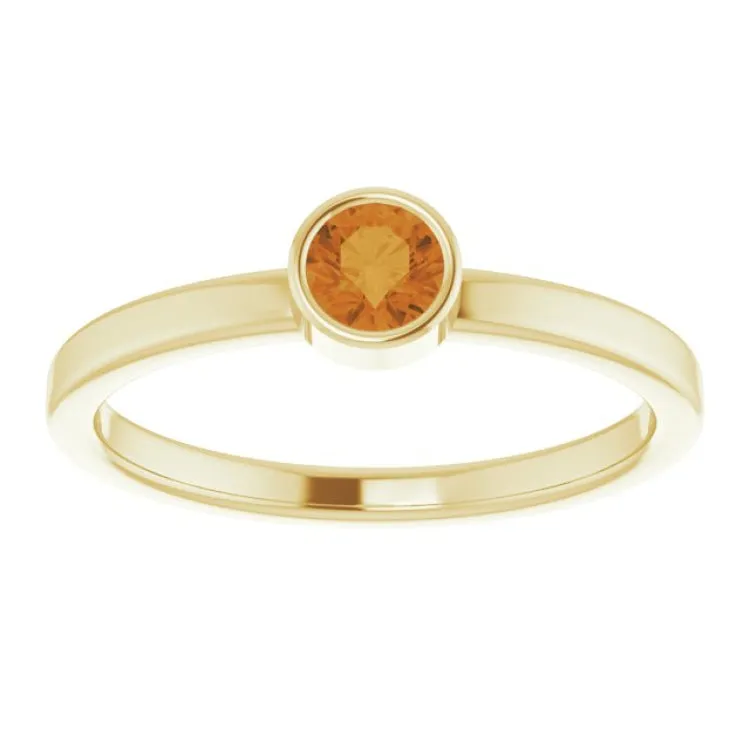 14K Yellow 4 mm Natural Citrine Ring