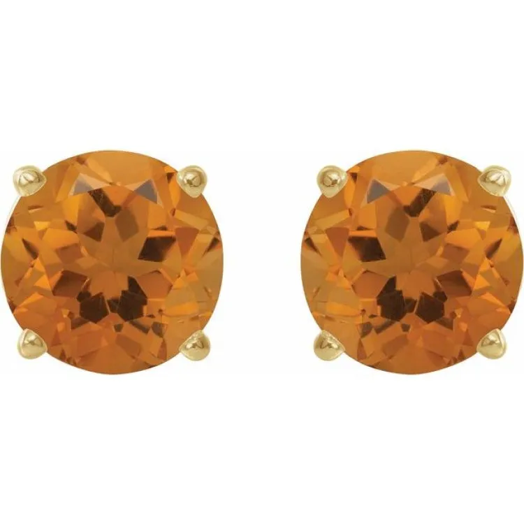 14K Yellow 6 mm Natural Citrine Stud Earrings
