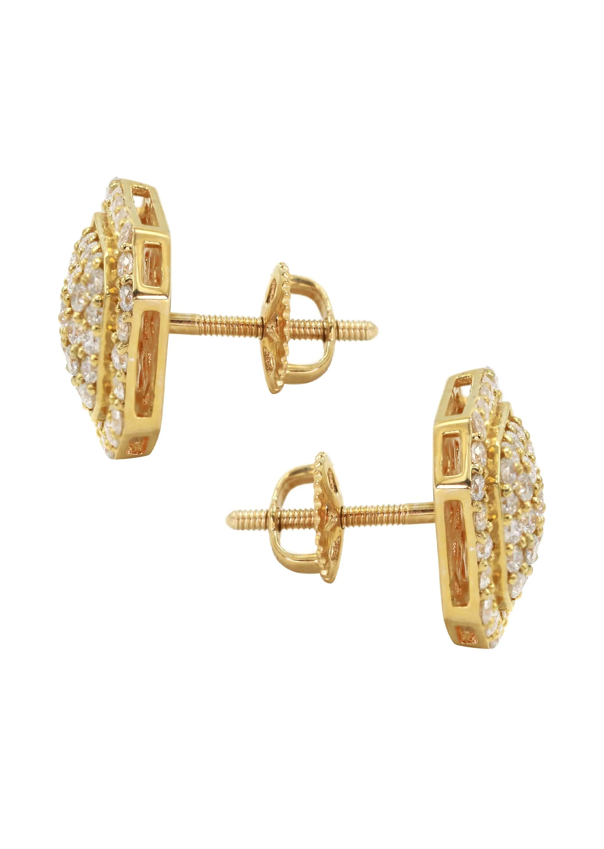 14K Yellow Gold Diamond Earrings For Men | 1 Carat | 3.29 Grams