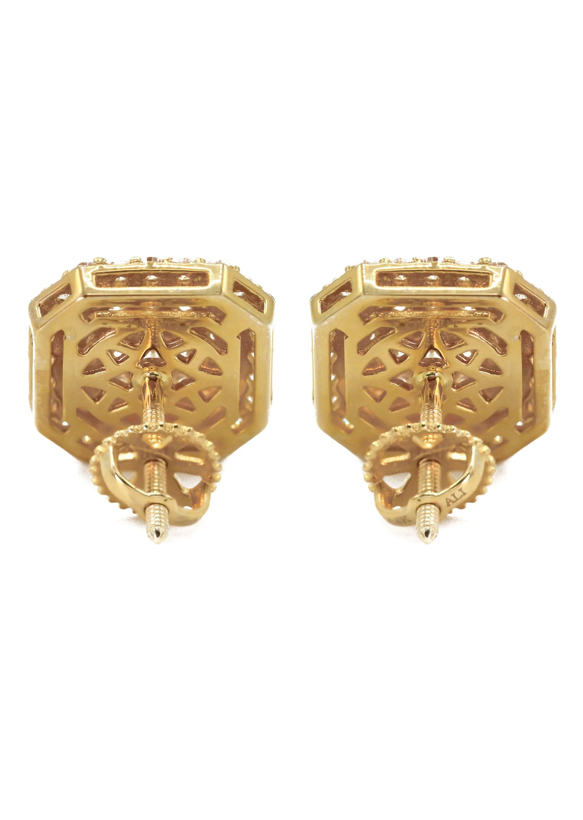 14K Yellow Gold Diamond Earrings For Men | 1 Carat | 3.29 Grams