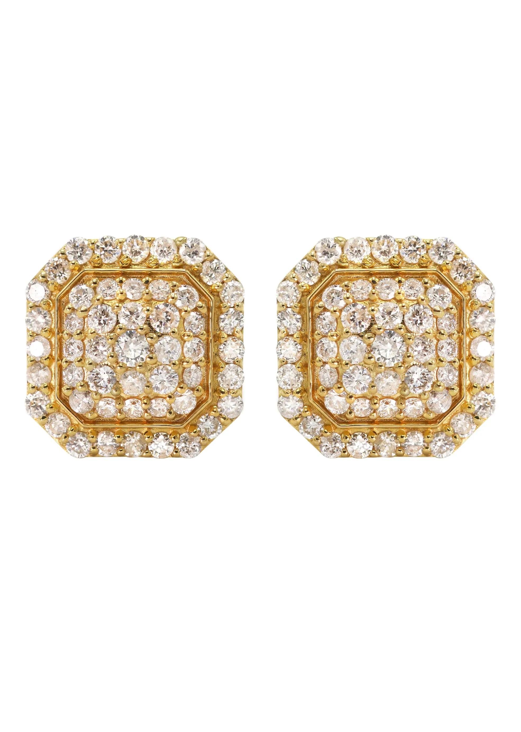 14K Yellow Gold Diamond Earrings For Men | 1 Carat | 3.29 Grams
