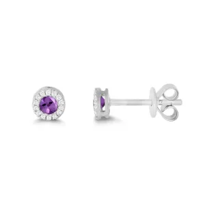14KW 28D0.10CT,2AM0.20CT AMYTHEST/DIAMOND ROUND ER  (118E413988W14AM1)