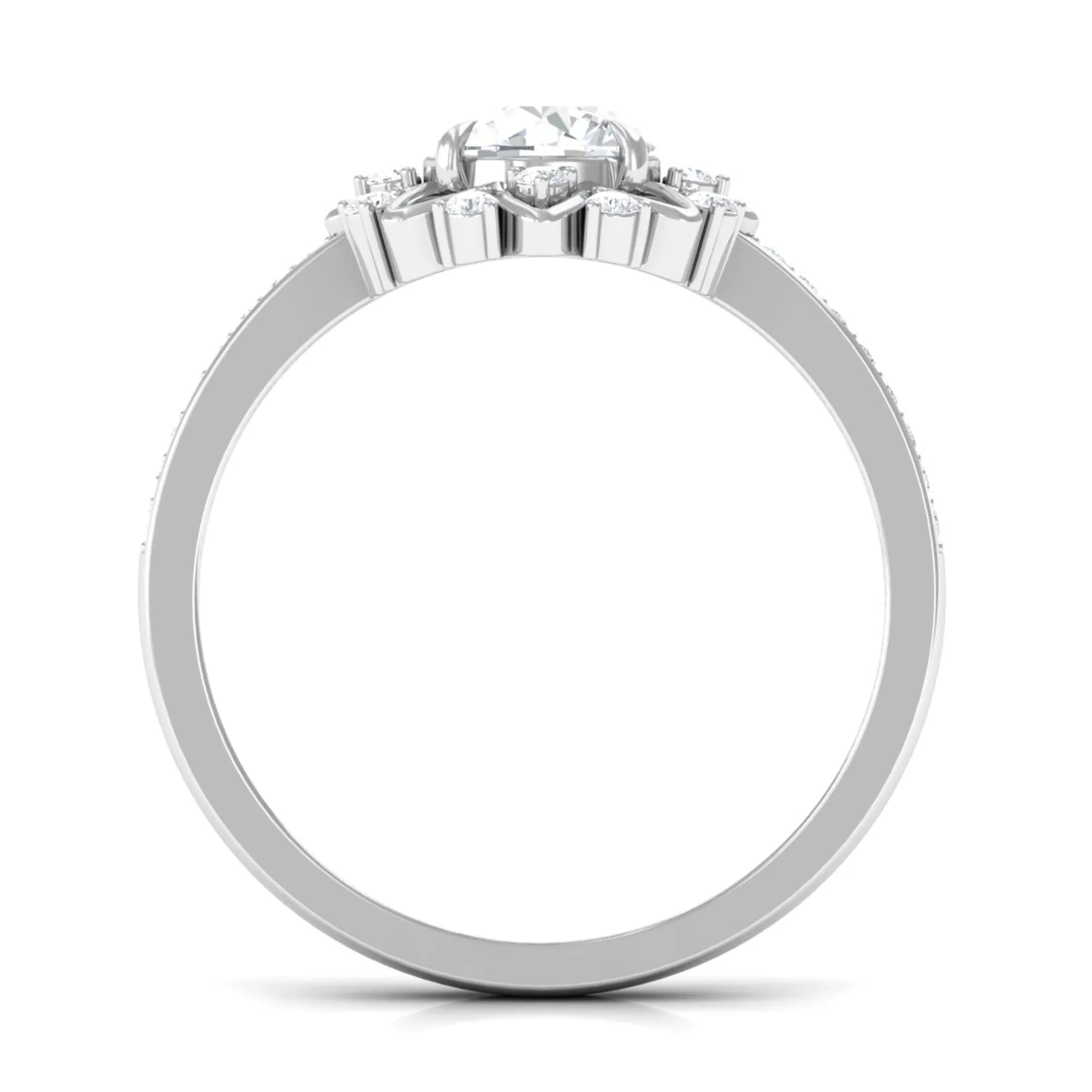1.5 CT Round Certified Zircon Flower Engagement Ring