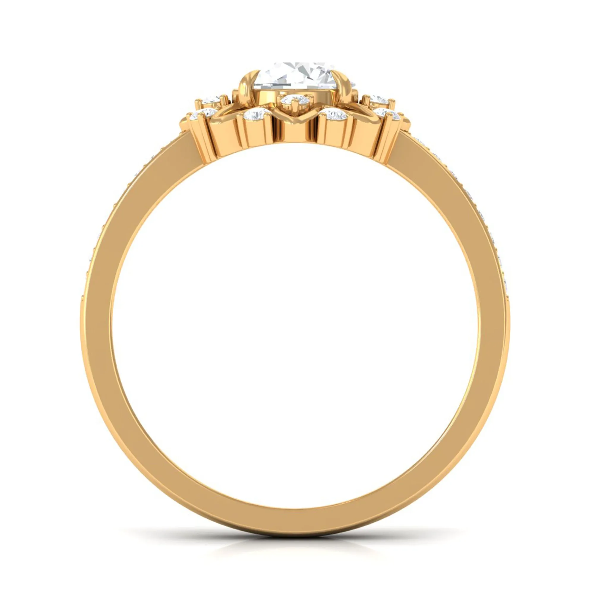 1.5 CT Round Certified Zircon Flower Engagement Ring