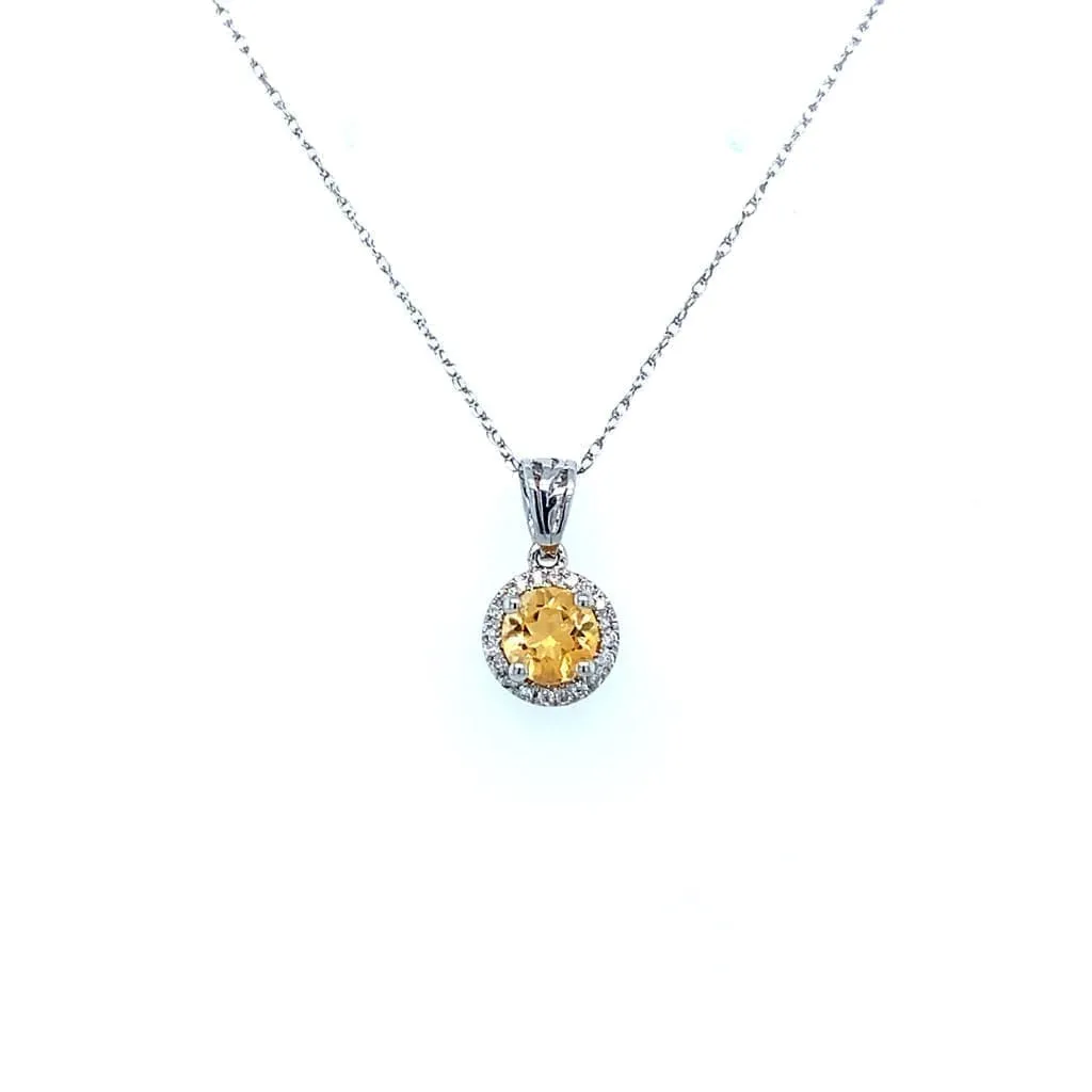 .15CT CITRINE NECKLACE SET 14K WHITE GOLD REGARD JEWELRY AUSTIN, TX.
