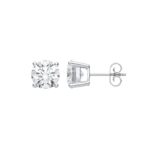 18ct White Gold 4.00ct Lab Grown Diamond Solitaire Earrings