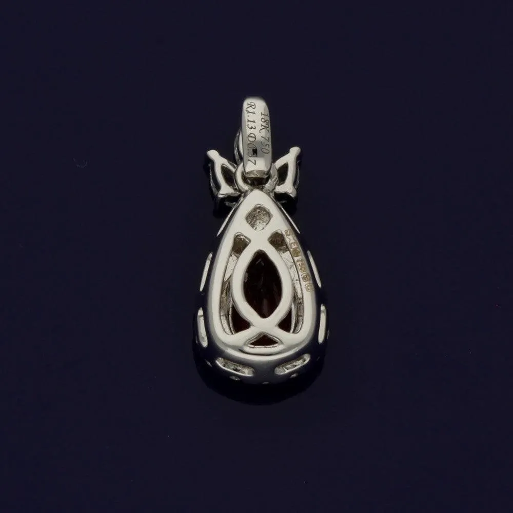 18ct White Gold Ruby and Diamond Tear-drop Pendant
