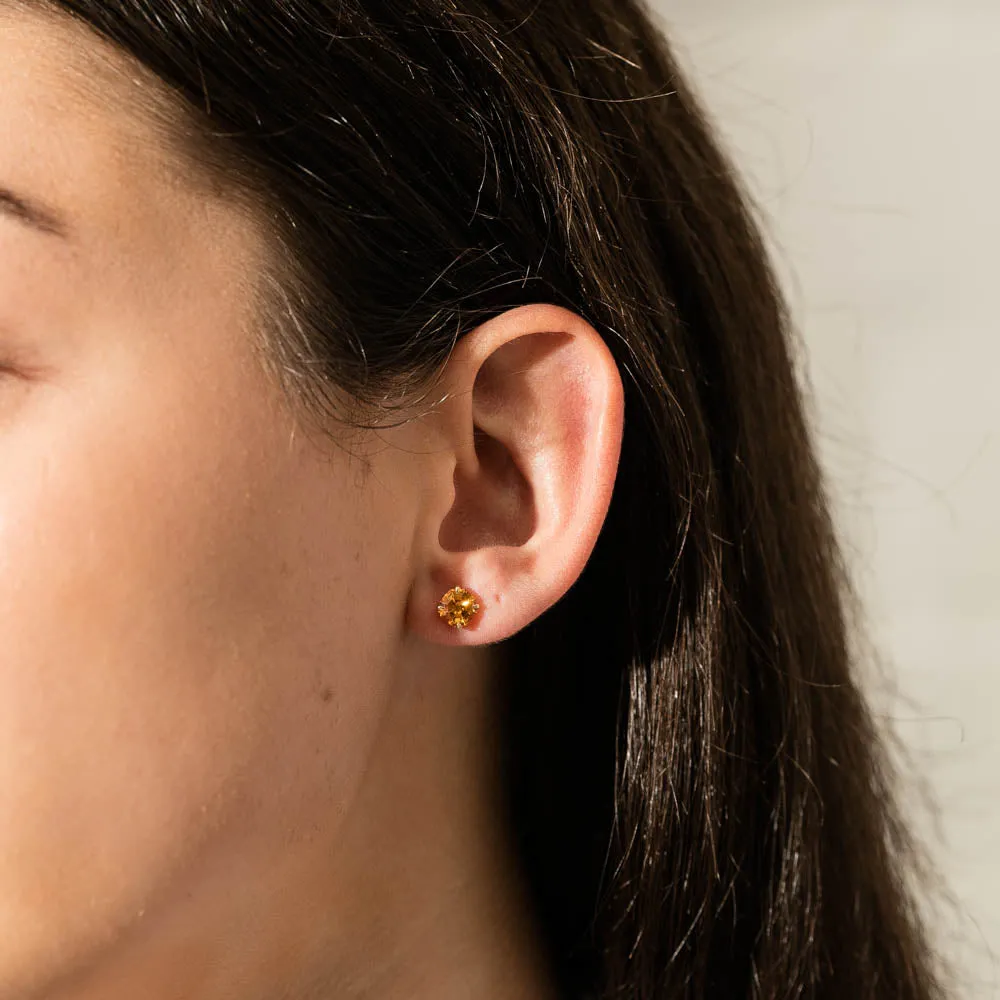 18ct Yellow Gold Citrine Octavia Stud Earrings