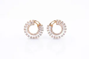 18k Rose Gold Baguette Diamond Spiral Earrings
