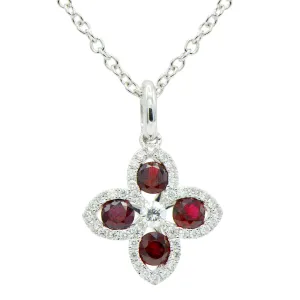 18k White Gold Ruby & Diamond Pendant