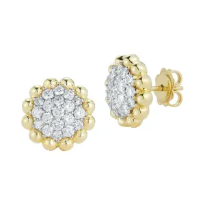 18K Yellow & White Natural Diamond Stud Earrings