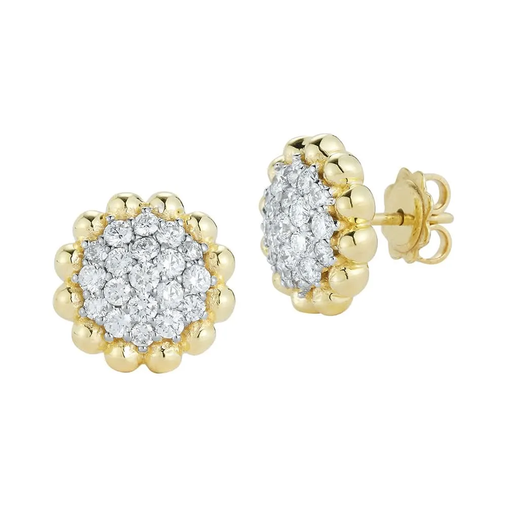 18K Yellow & White Natural Diamond Stud Earrings