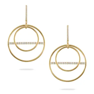 18K Yellow Natural Diamond Circle Earrings