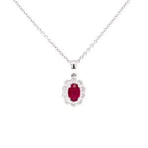 18KW Custom Ruby And Diamond Fashion Pendant