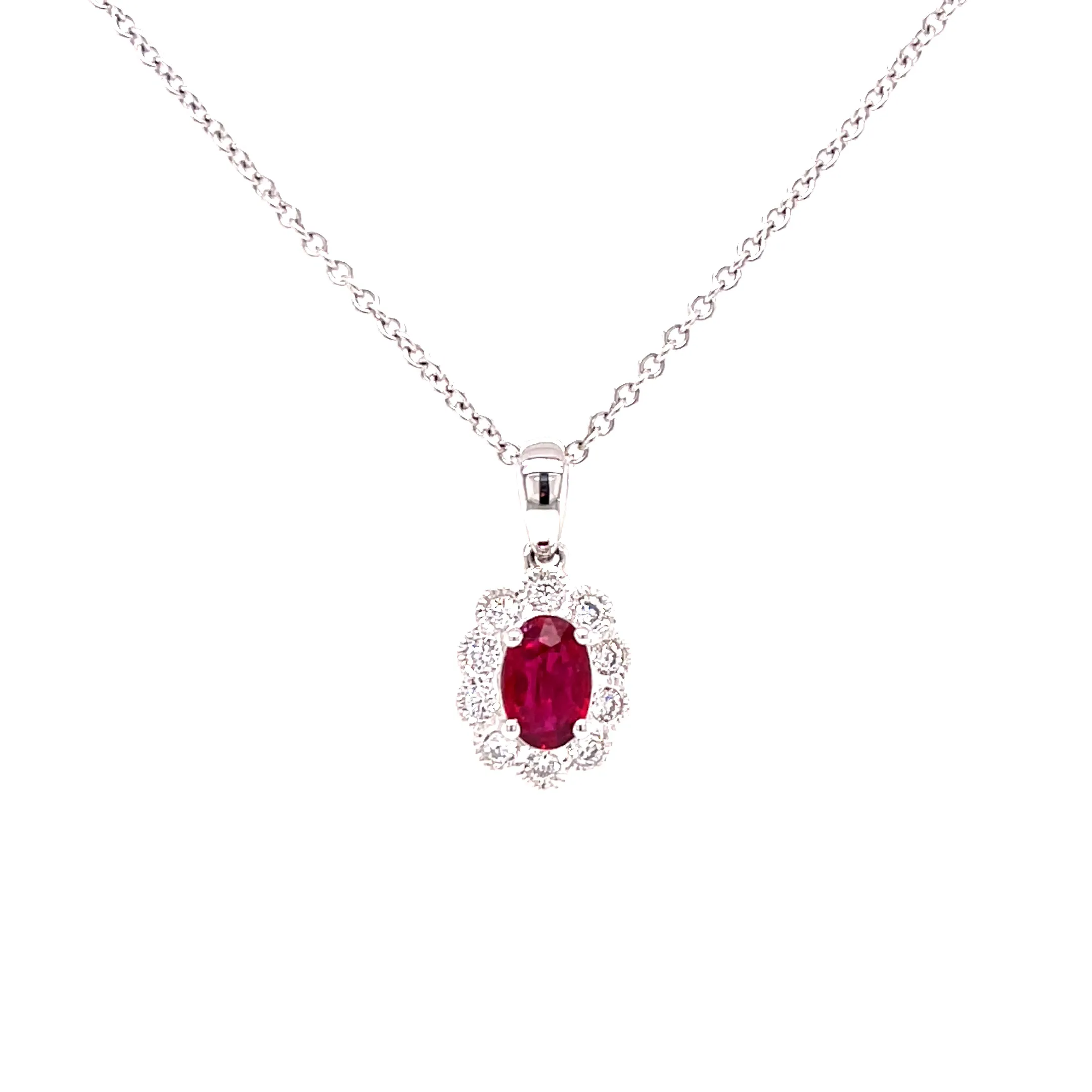 18KW Custom Ruby And Diamond Fashion Pendant