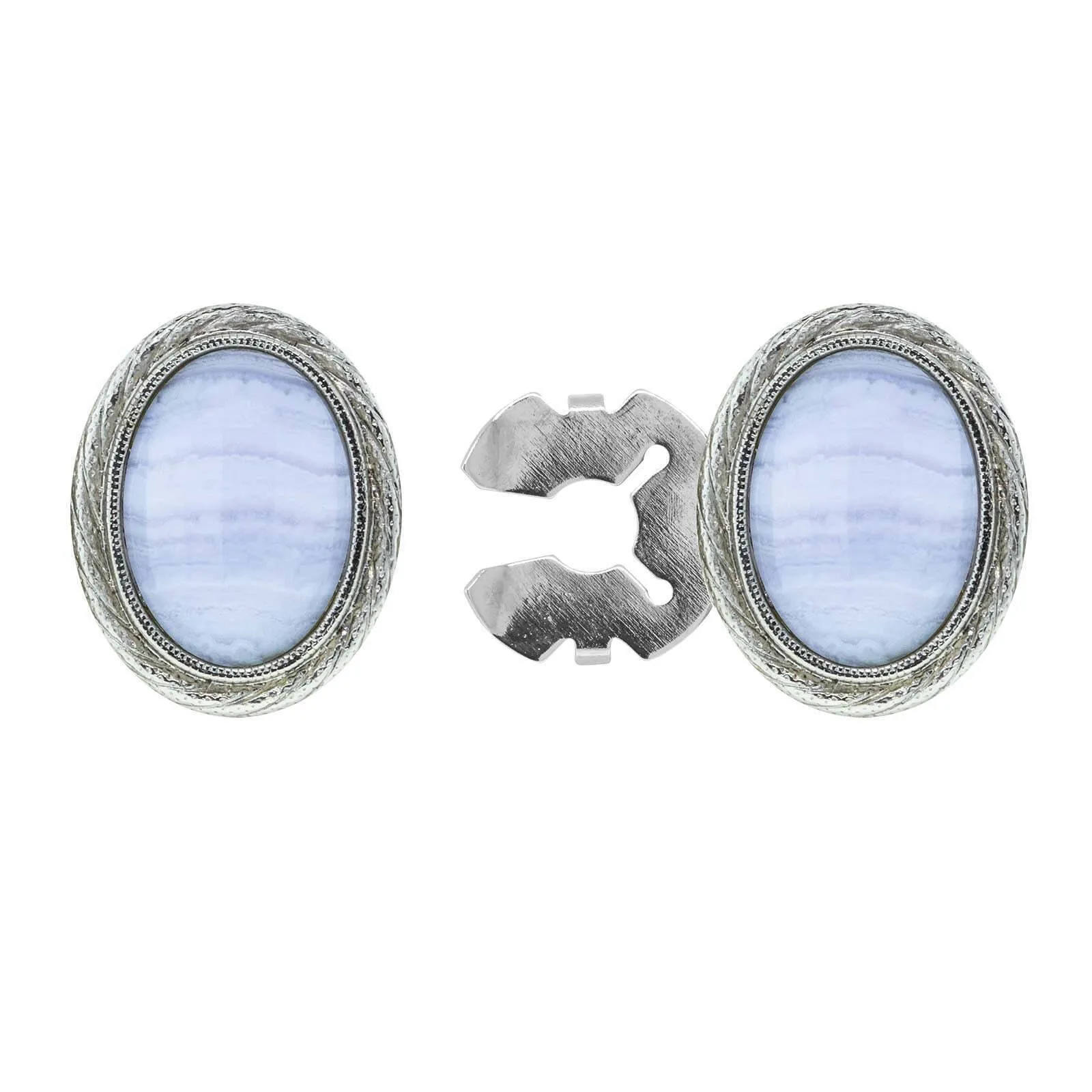 1928 Jewelry CUFF IT!® Cufflinks Genuine Stone Oval Button Cover