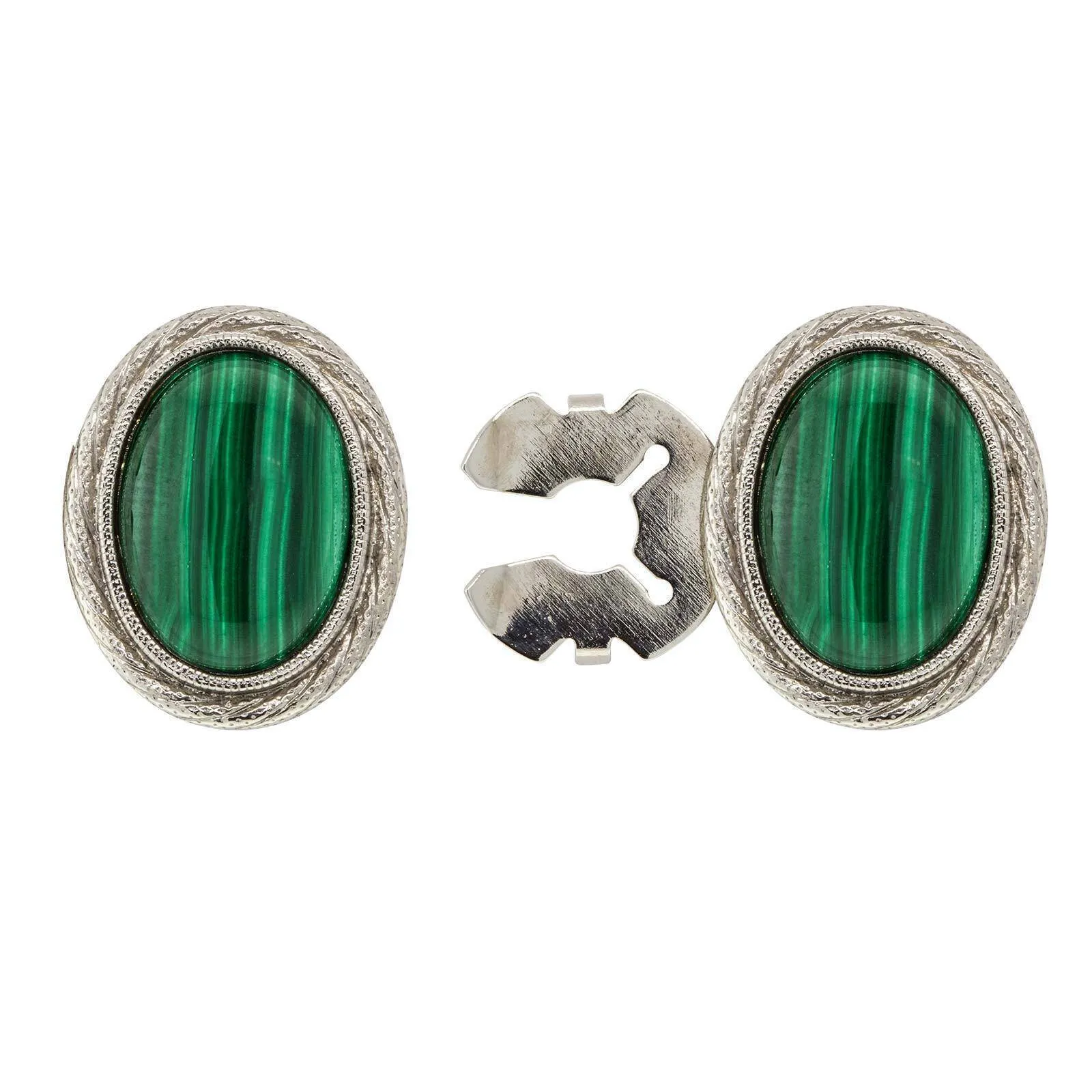 1928 Jewelry CUFF IT!® Cufflinks Genuine Stone Oval Button Cover
