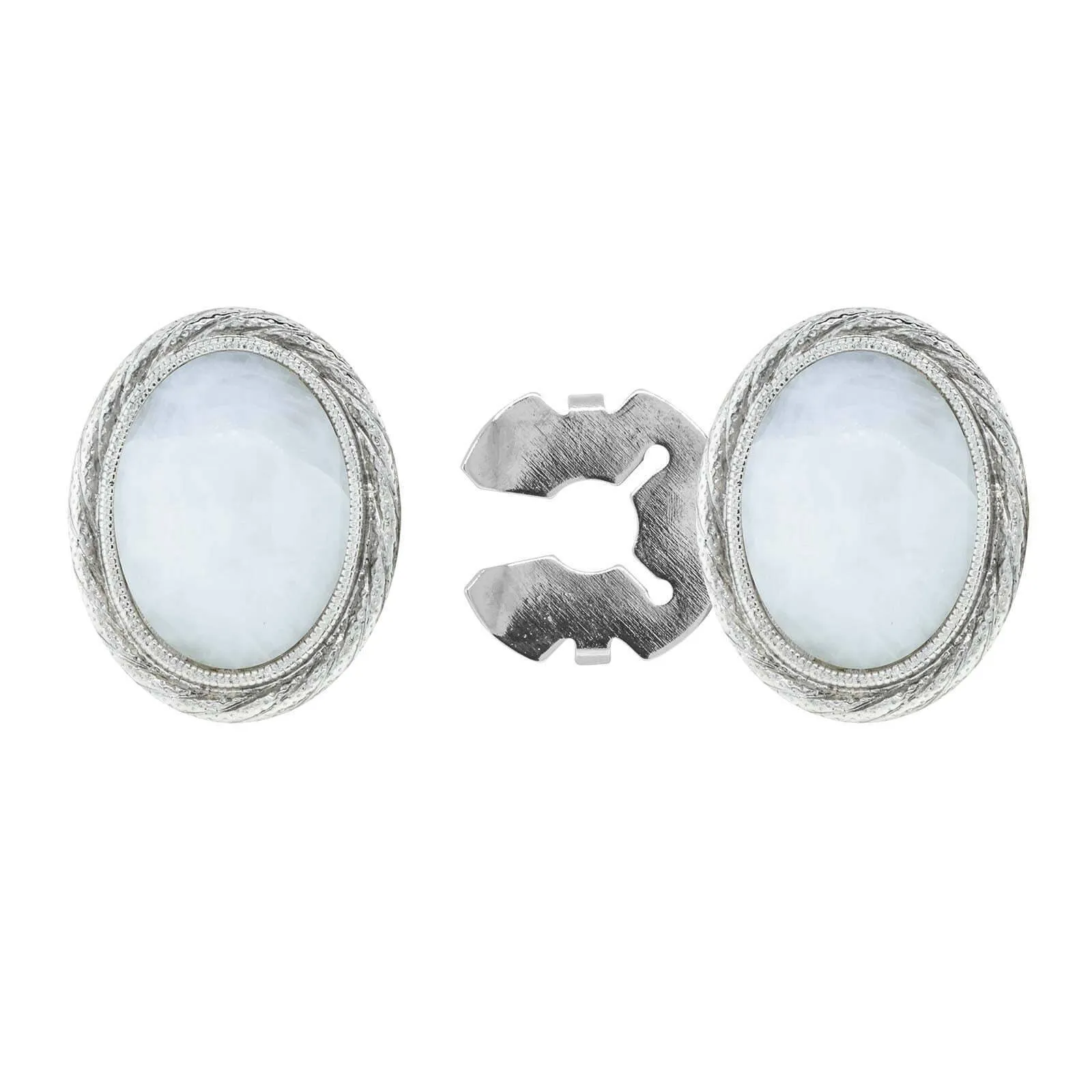 1928 Jewelry CUFF IT!® Cufflinks Genuine Stone Oval Button Cover