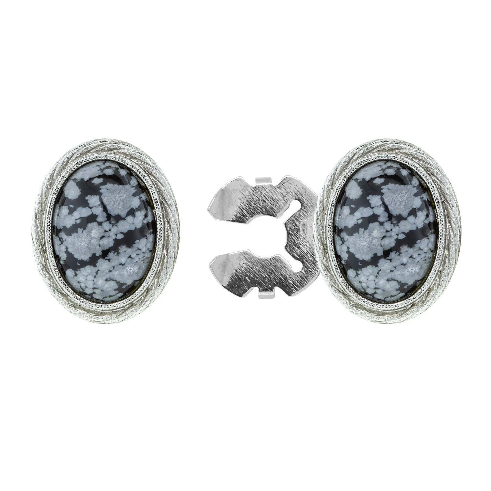 1928 Jewelry CUFF IT!® Cufflinks Genuine Stone Oval Button Cover