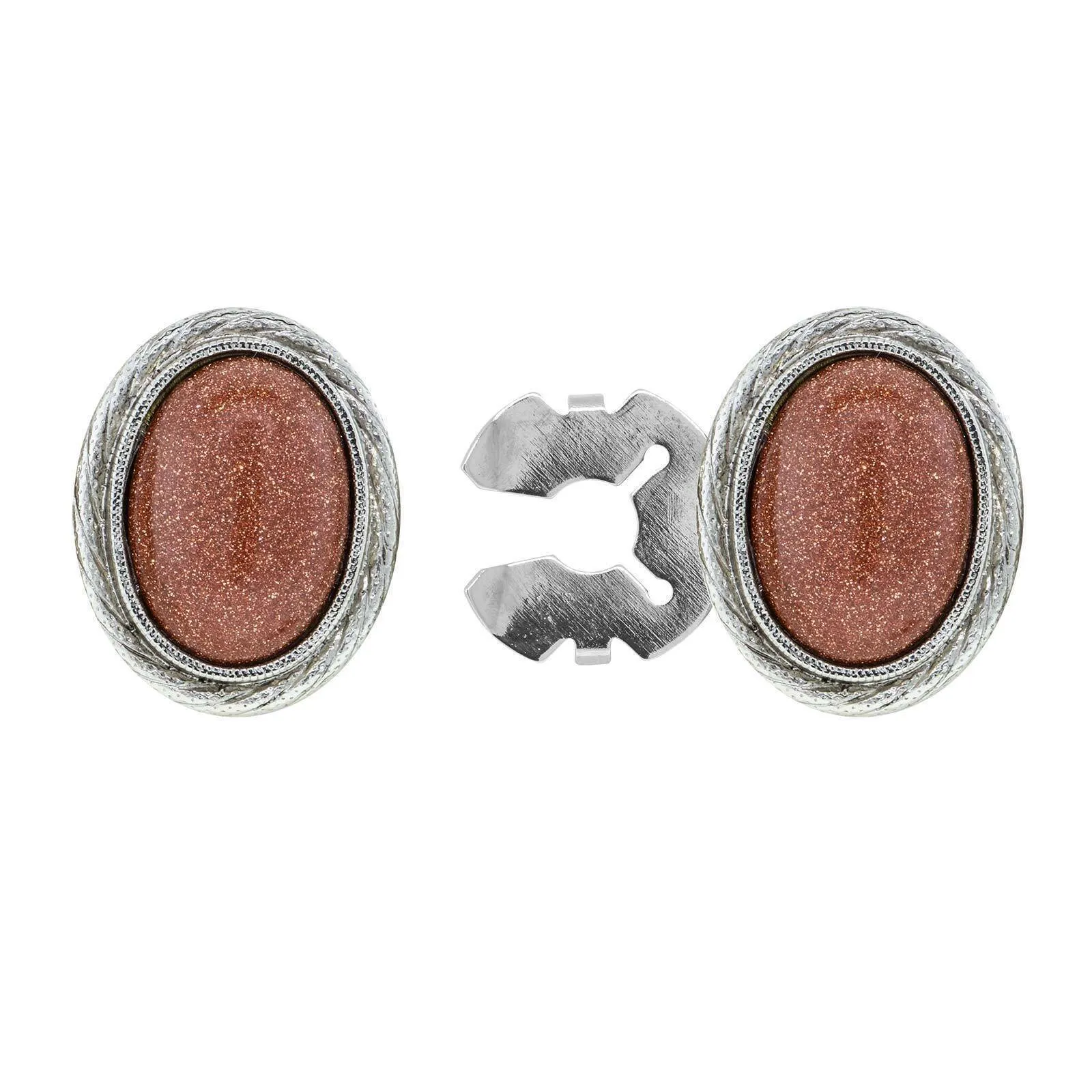 1928 Jewelry CUFF IT!® Cufflinks Genuine Stone Oval Button Cover