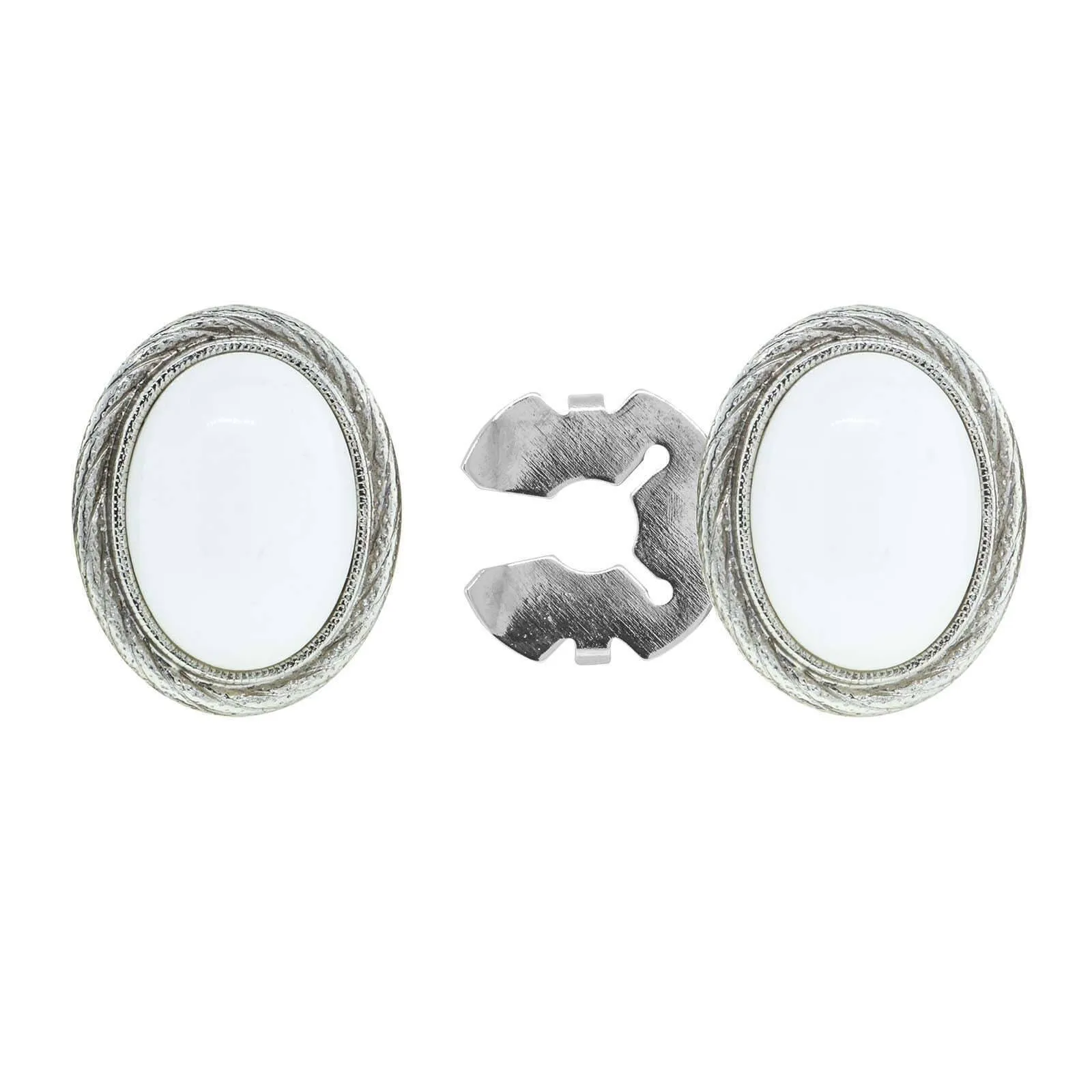 1928 Jewelry CUFF IT!® Cufflinks Genuine Stone Oval Button Cover