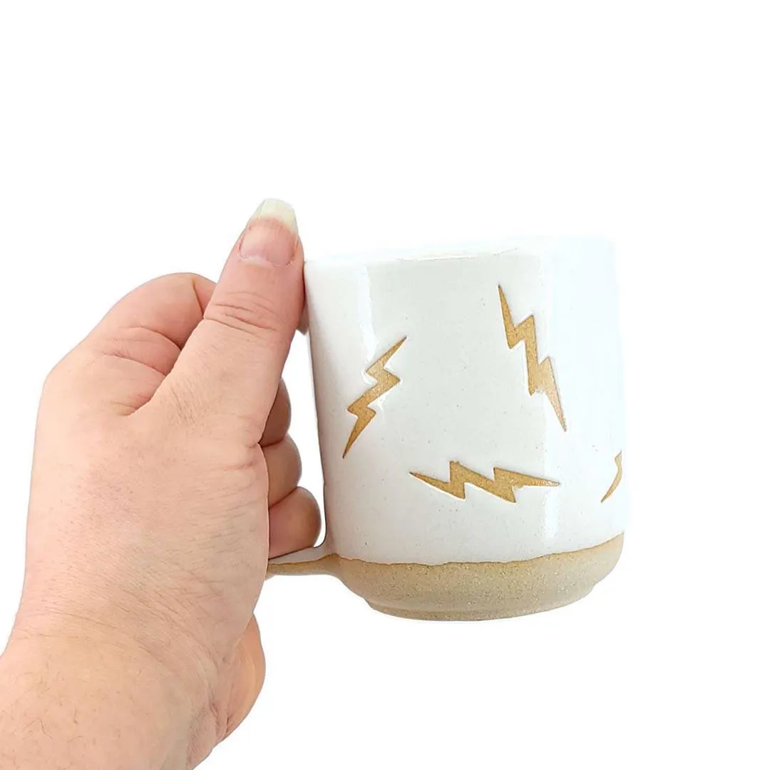 (20% Off) Mug - 8oz - White Wonky Lightning Bolt Mug by Ruby Farms Pottery