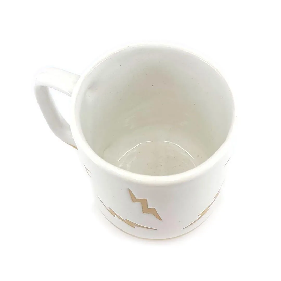 (20% Off) Mug - 8oz - White Wonky Lightning Bolt Mug by Ruby Farms Pottery