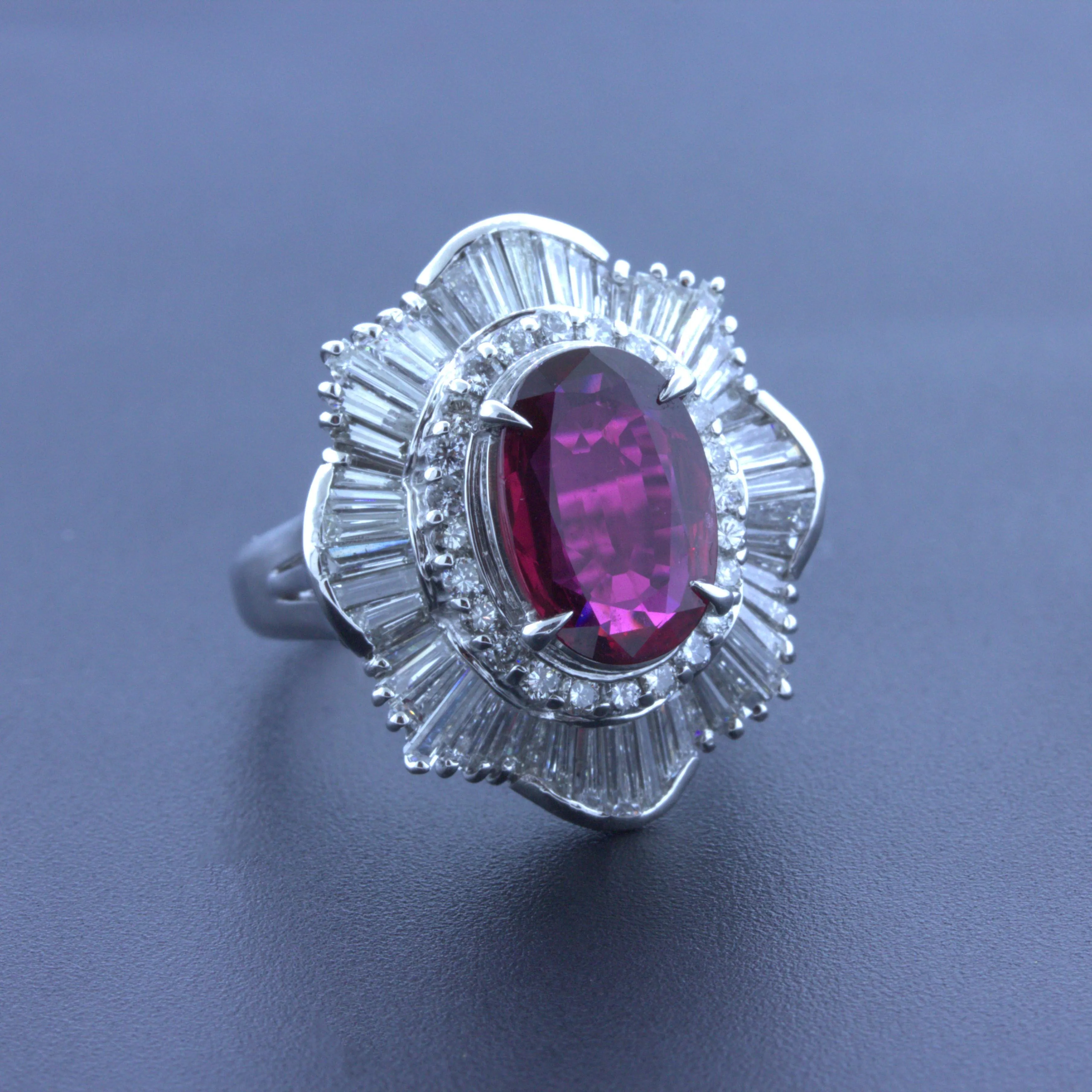 2.51 Carat Ruby Diamond Platinum Ring