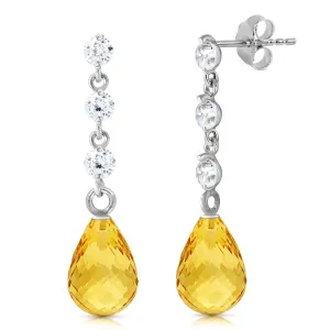 3.3 Carat 14K Solid White Gold I Surrender Citrine Diamond Earrings