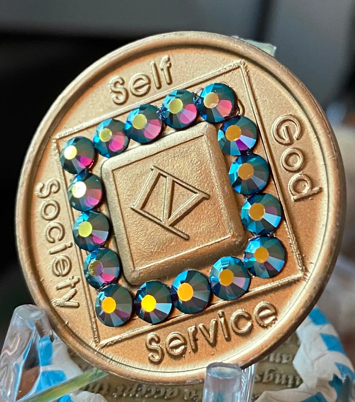 4 Year NA Medallion Amethyst Crystal Sobriety Chip