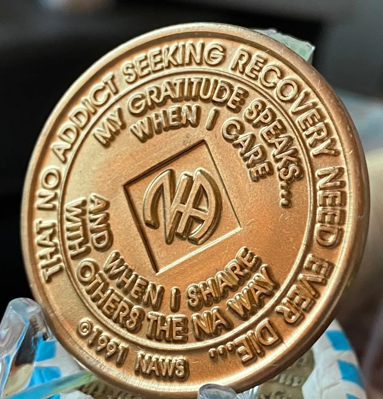 4 Year NA Medallion Amethyst Crystal Sobriety Chip