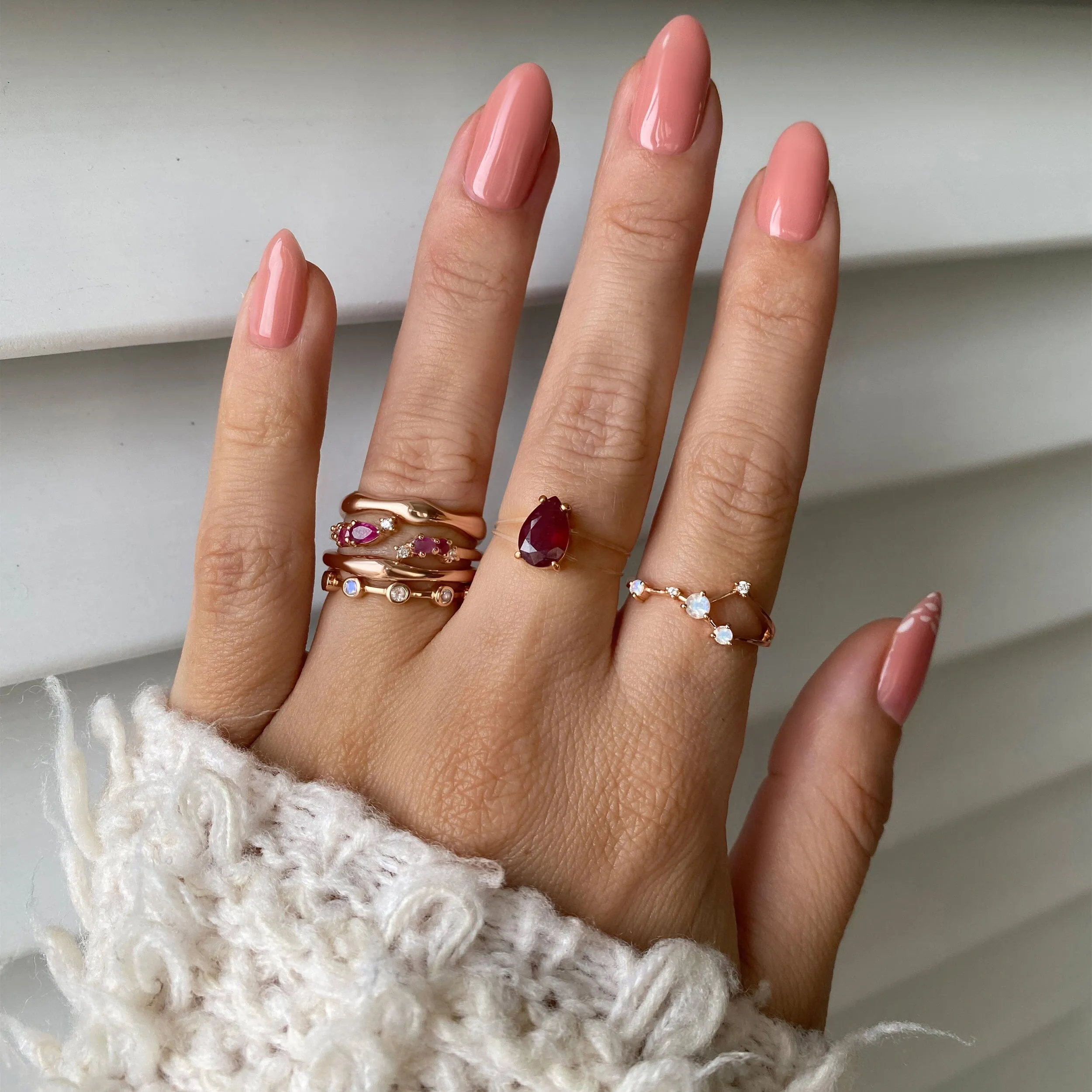 Adjustable Ruby Ring Flourish - July Birthstone